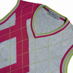ETRO Mens Sweater Vest Golf Preppy Spring Argyle Cashmere Blend Italy Size XL